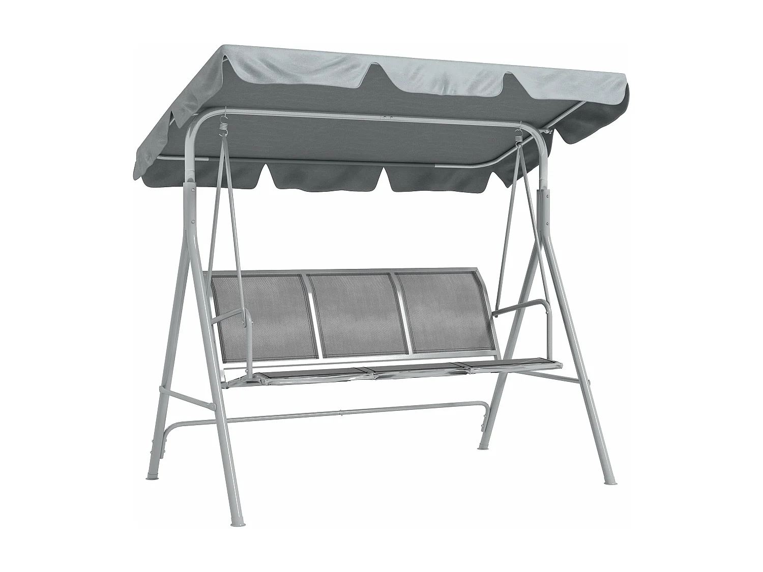 Baloiço de Jardim Outsunny para 3 Pessoas com Toldo Ajustável e Estrutura Metálica