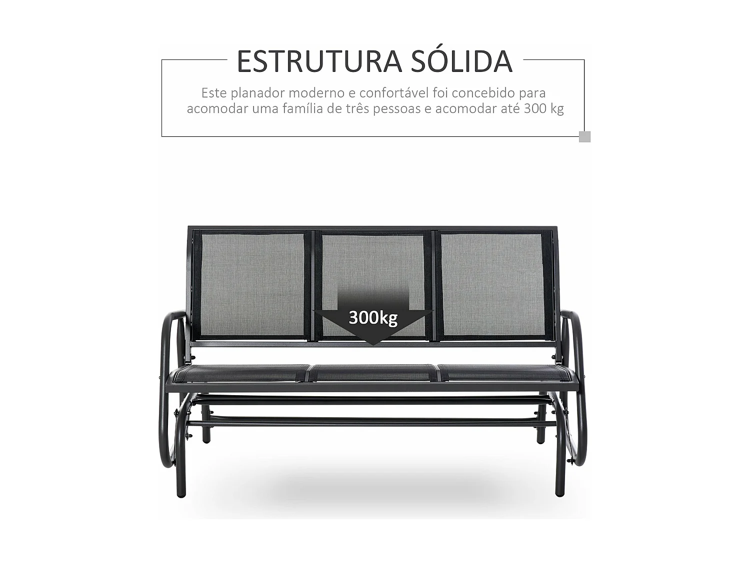 Banco de Balanço para Jardim Outsunny - 3 Lugares, Capacidade 300 kg, Preto