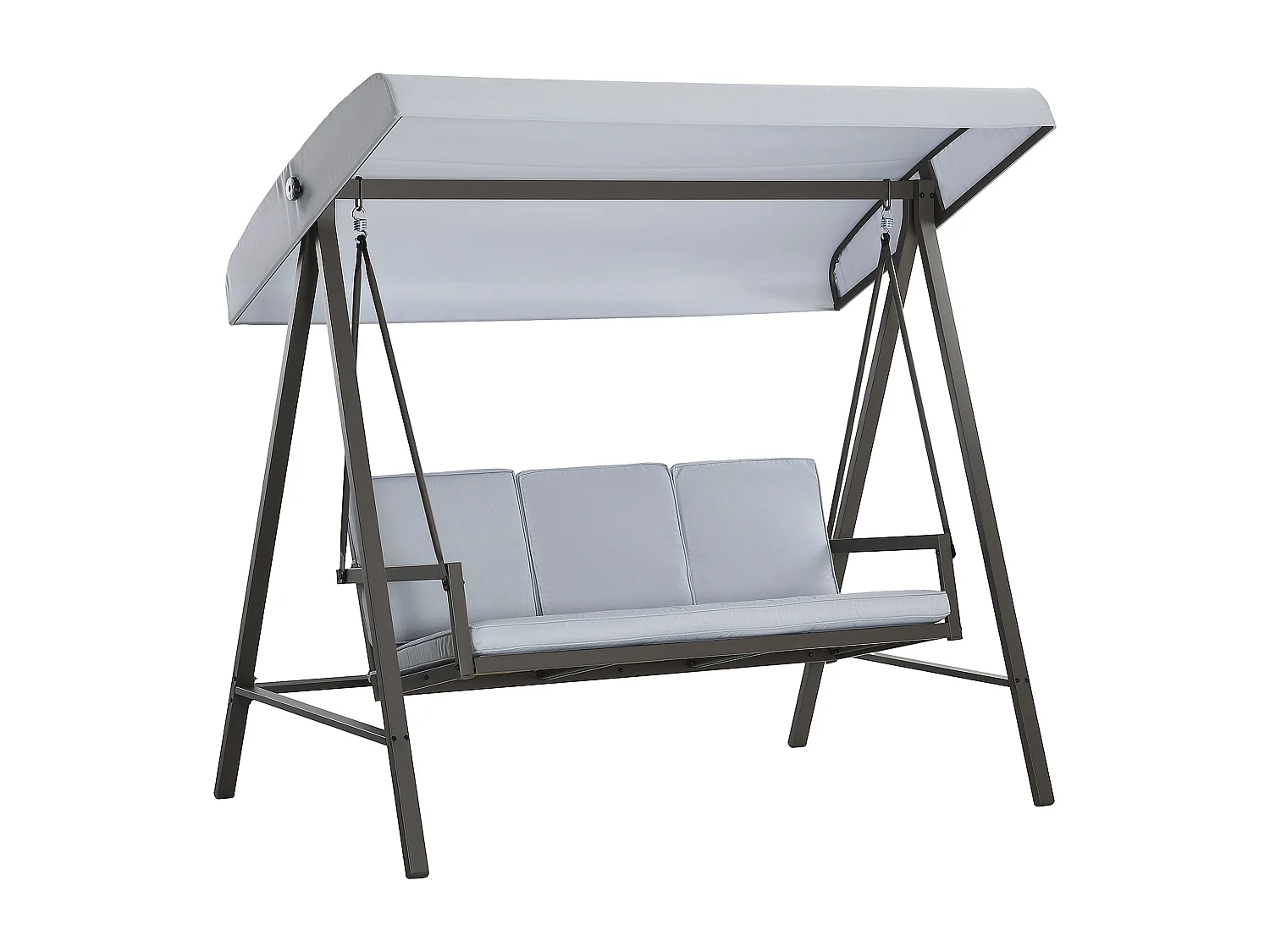 Columpio de jardín Madeira 3 plazas con toldo ajustable gris 175x200x125 cm