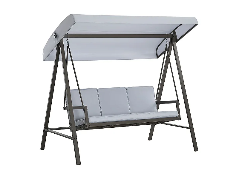 Columpio de jardín Madeira 3 plazas con toldo ajustable gris 175x200x125 cm