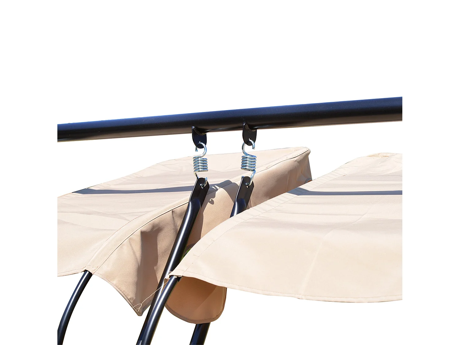 Baloiço de Jardim Outsunny para 2 Pessoas com Teto e Porta-copos em Bege - 170x136x170 cm