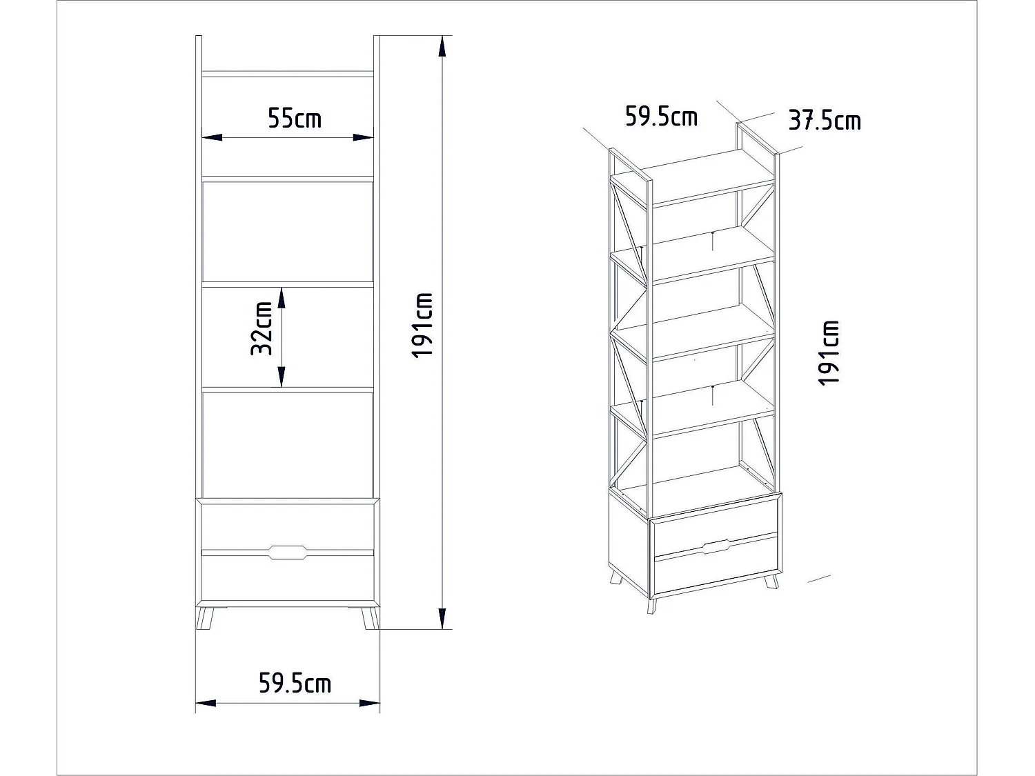 Estante Moderna Frida 60 cm em Branco com Acabamento em Mármore