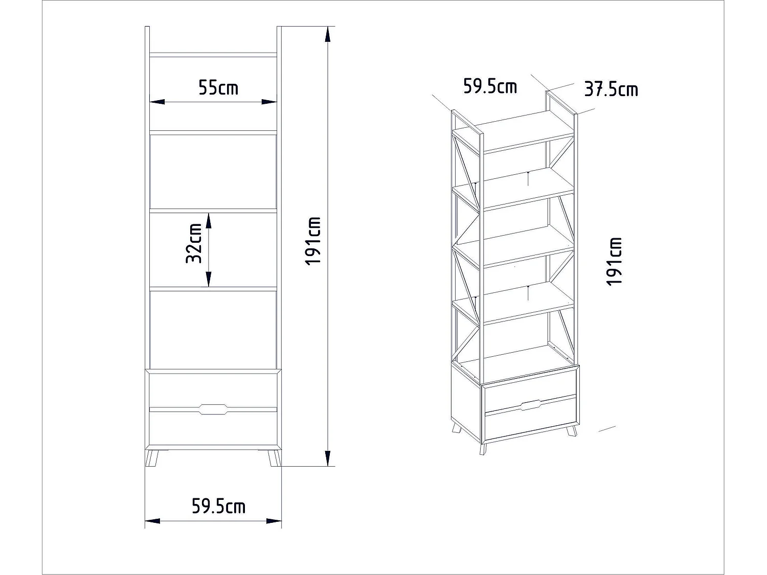 Estante Moderna Frida 60 cm em Branco com Acabamento em Mármore