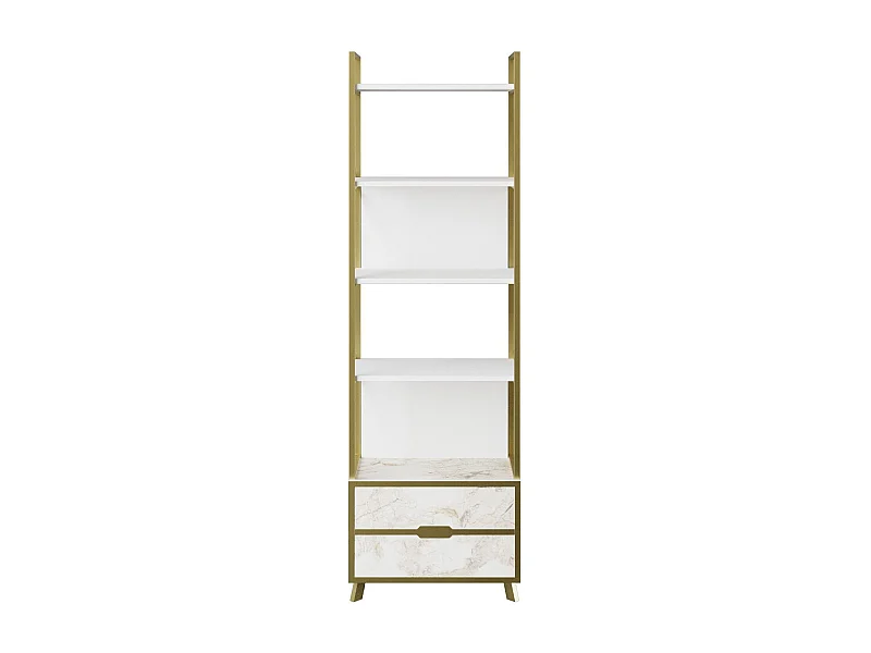 Estante Moderna Frida 60 cm em Branco com Acabamento em Mármore