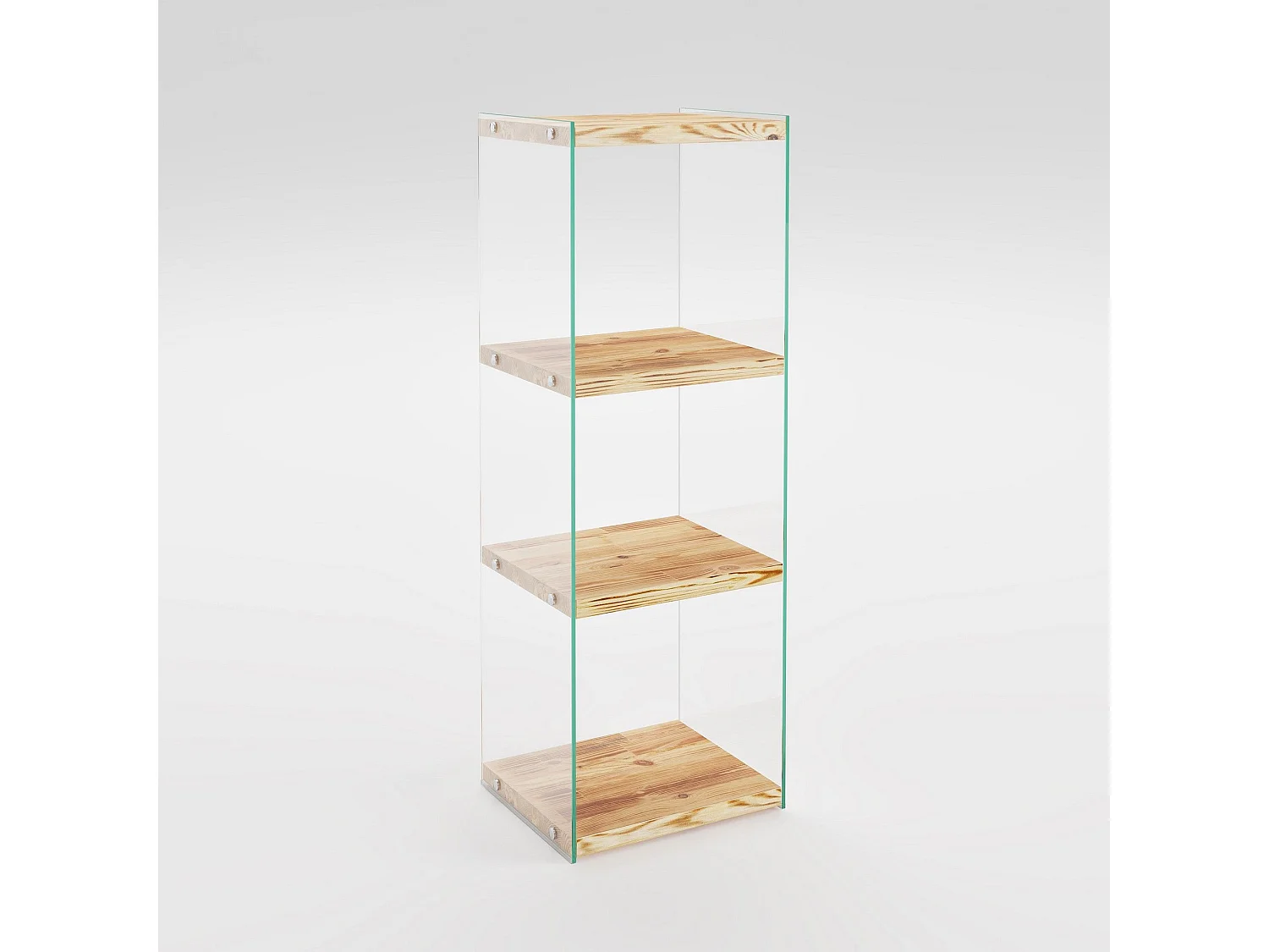 Table d'appoint Translucens L40xH120cm Pin massif Chêne clair et Verre Transparent