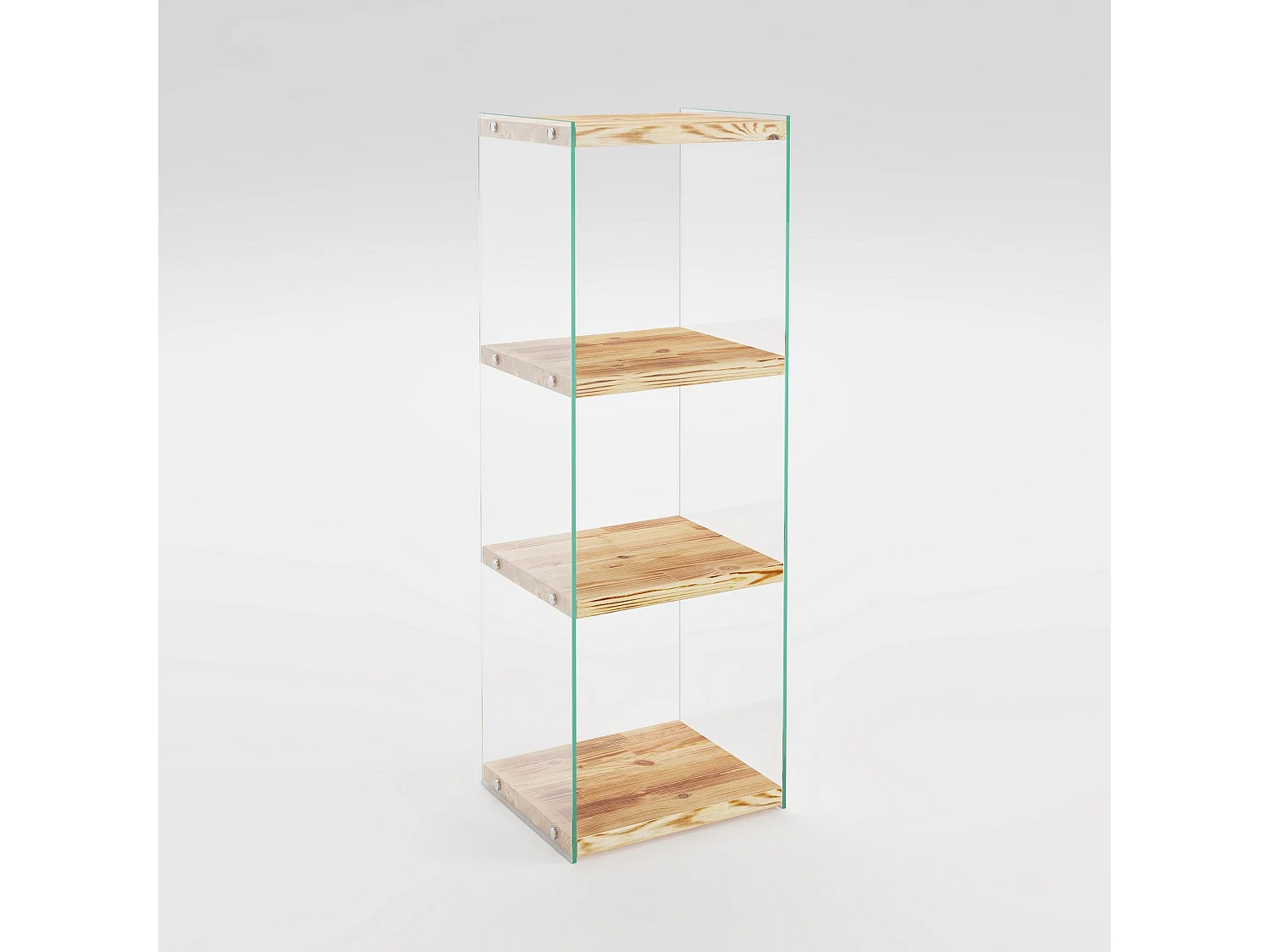 Table d'appoint Translucens L40xH120cm Pin massif Chêne clair et Verre Transparent