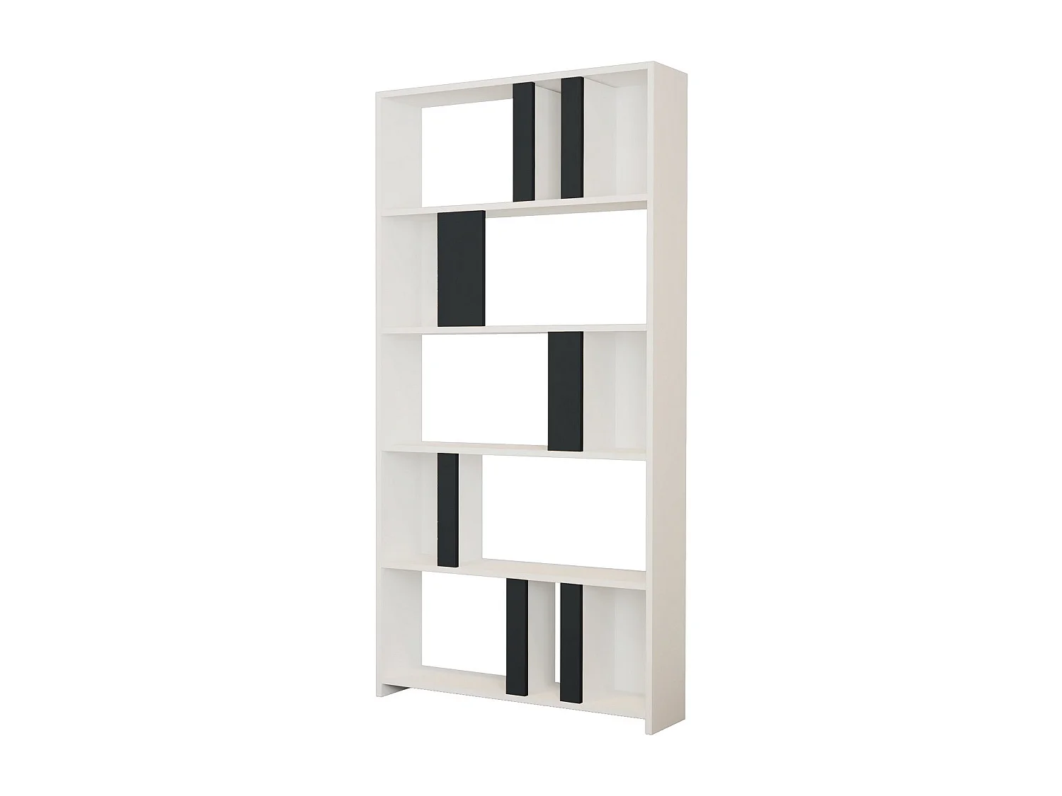 Bibliothèque Respenda 90x180cm Bois Blanc et Anthracite