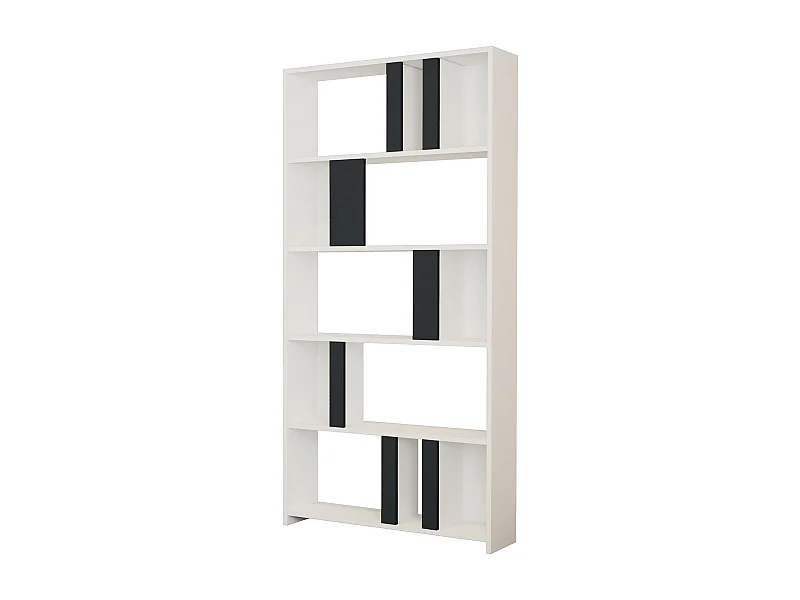Modernes Bücherregal – 90 x 180 x 20 cm – Weiß und Anthrazit – Spanplatte