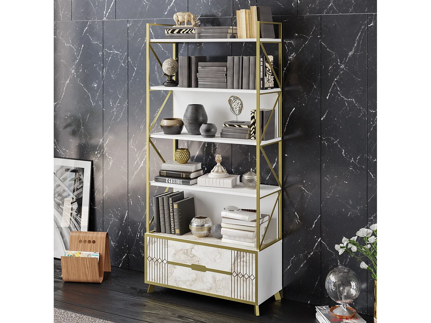 Estante Moderna Frida 90 cm Branca - Elegância e Funcionalidade para sua Casa