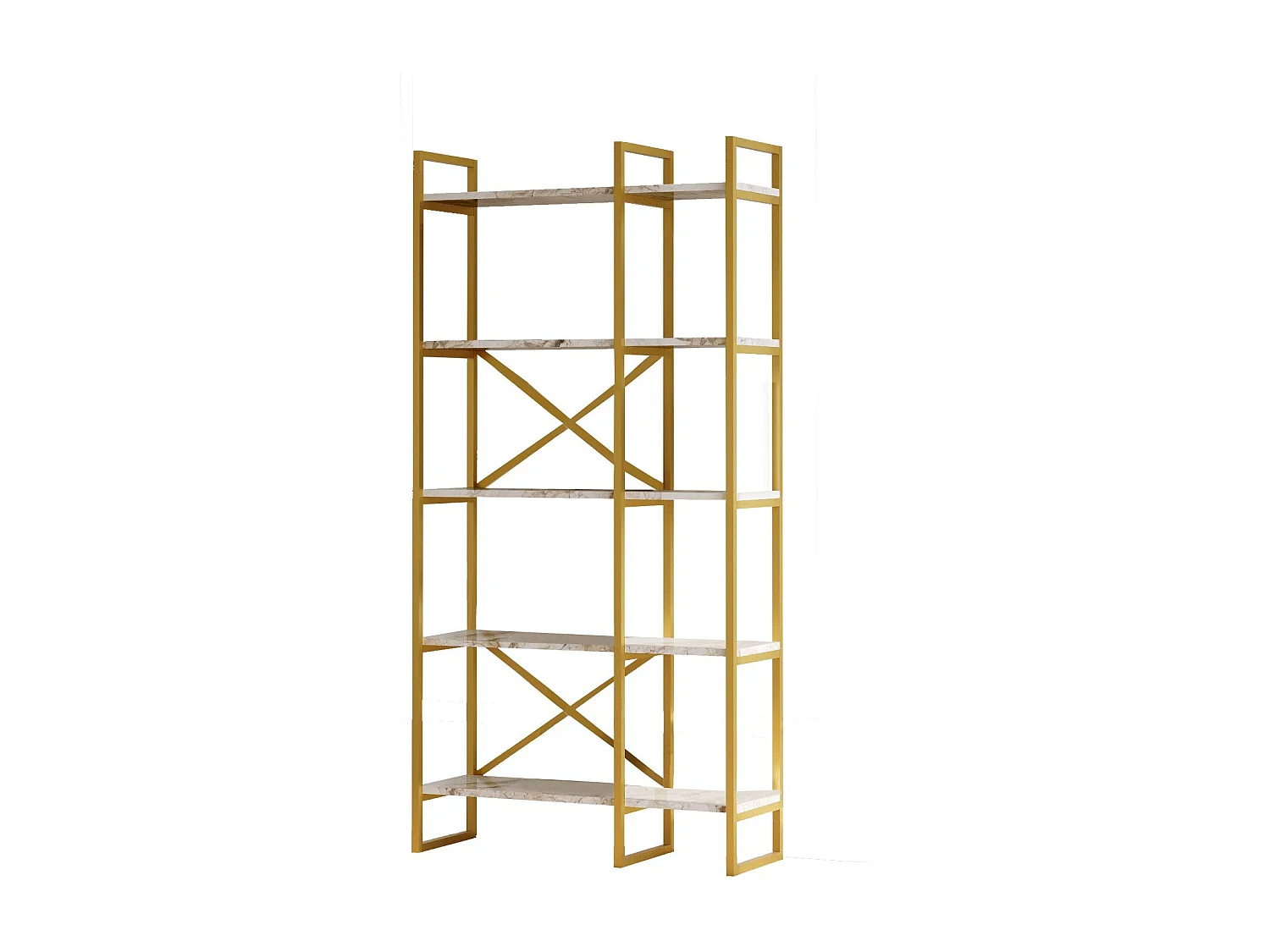 Estantería Kailua 1082, Abierta sin pared trasera, Aglomerado laminado|Metal, 175x88x30cm