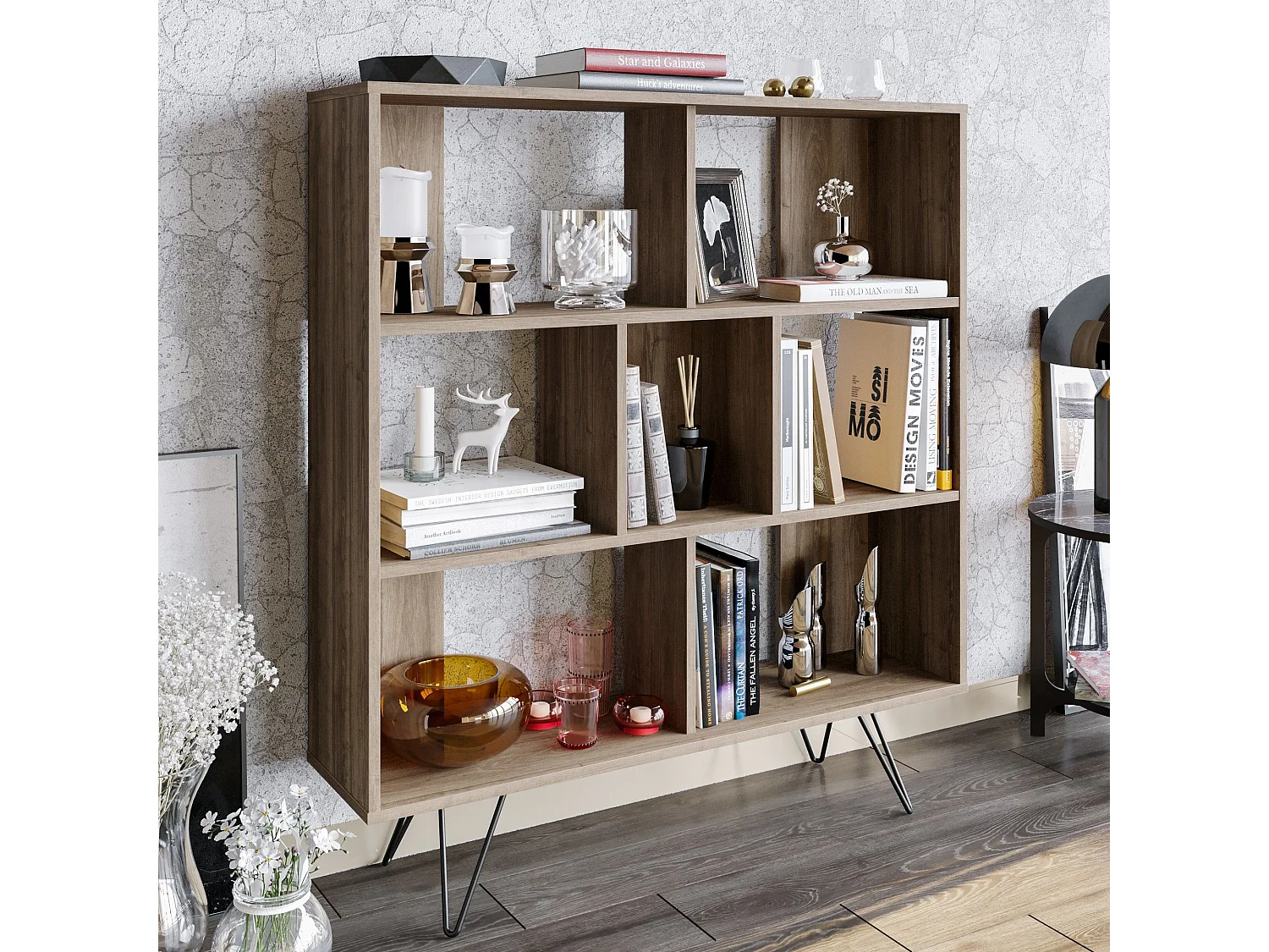 Estante de Livros Mistico em Nogueira - Elegância e Versatilidade para Seu Espaço