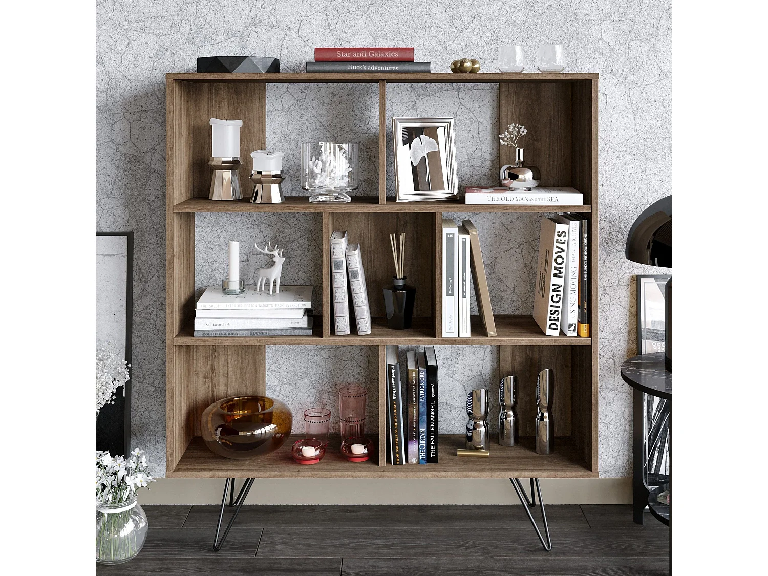 Estante de Livros Mistico em Nogueira - Elegância e Versatilidade para Seu Espaço