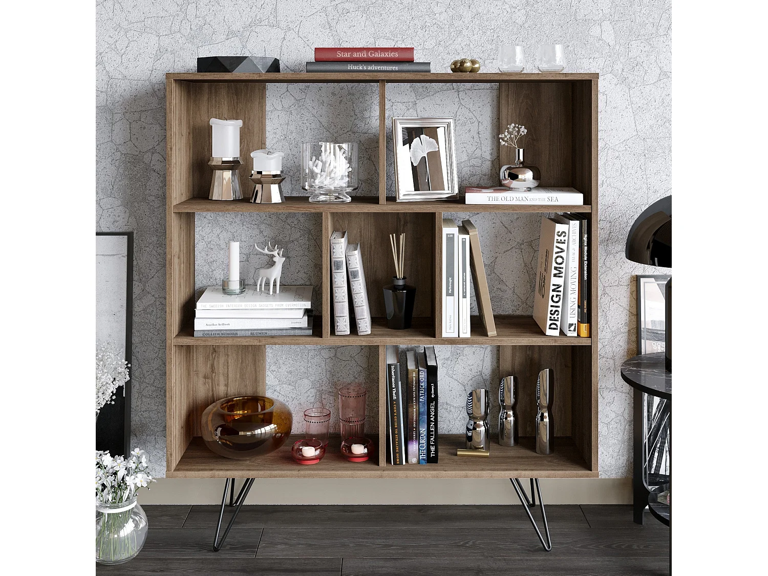 Estante de Livros Mistico em Nogueira - Elegância e Versatilidade para Seu Espaço