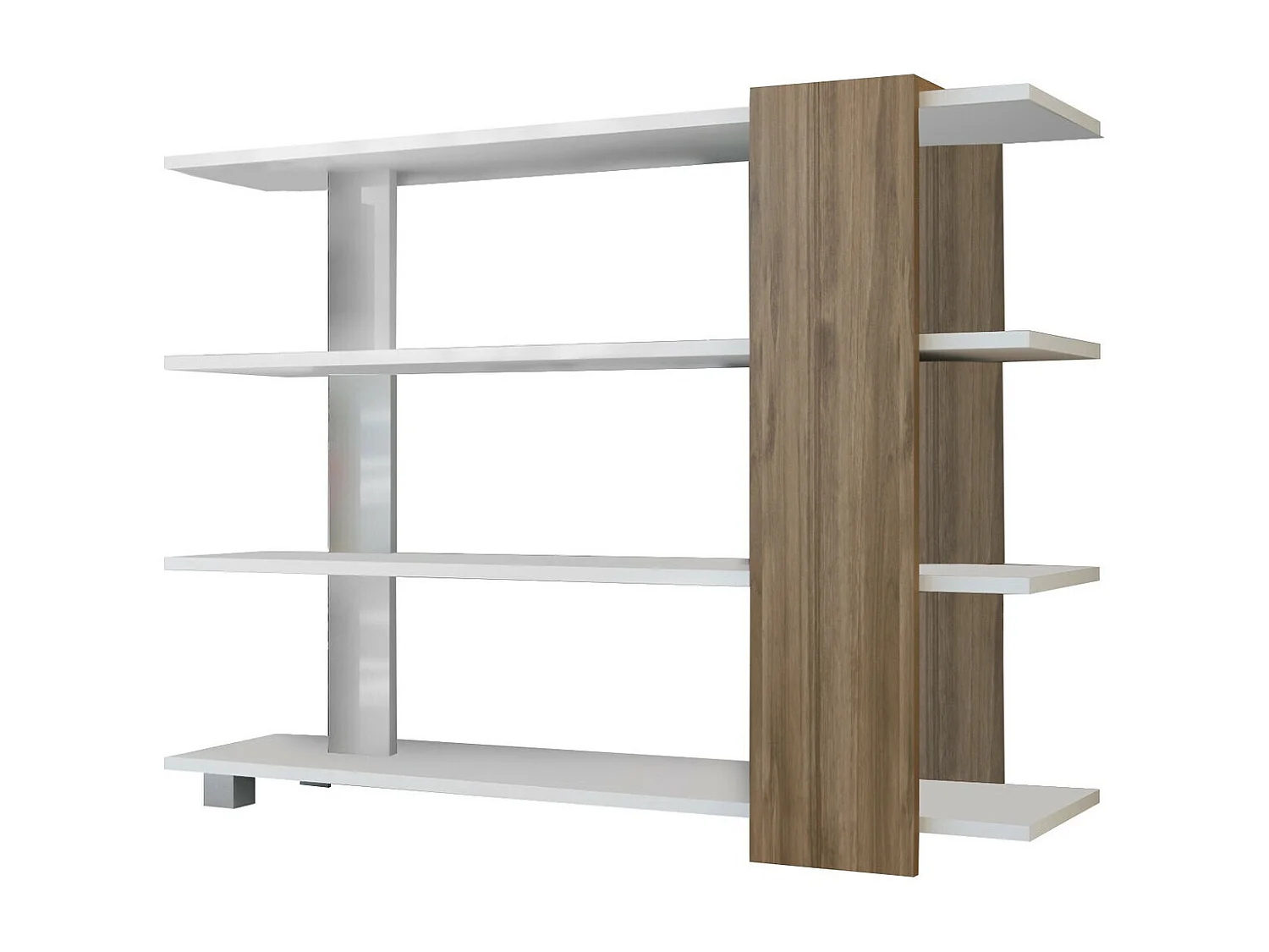 Étagère Scandinave Moderne – 120 x 90 x 30 cm – Blanc et Noyer – Panneau de particules mélaminé