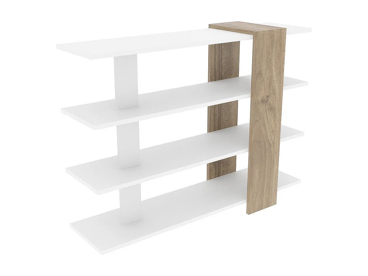 Étagère Scandinave Moderne – 120 x 90 x 30 cm – Blanc et Noyer – Panneau de particules mélaminé