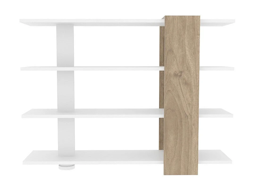 Étagère Scandinave Moderne – 120 x 90 x 30 cm – Blanc et Noyer – Panneau de particules mélaminé
