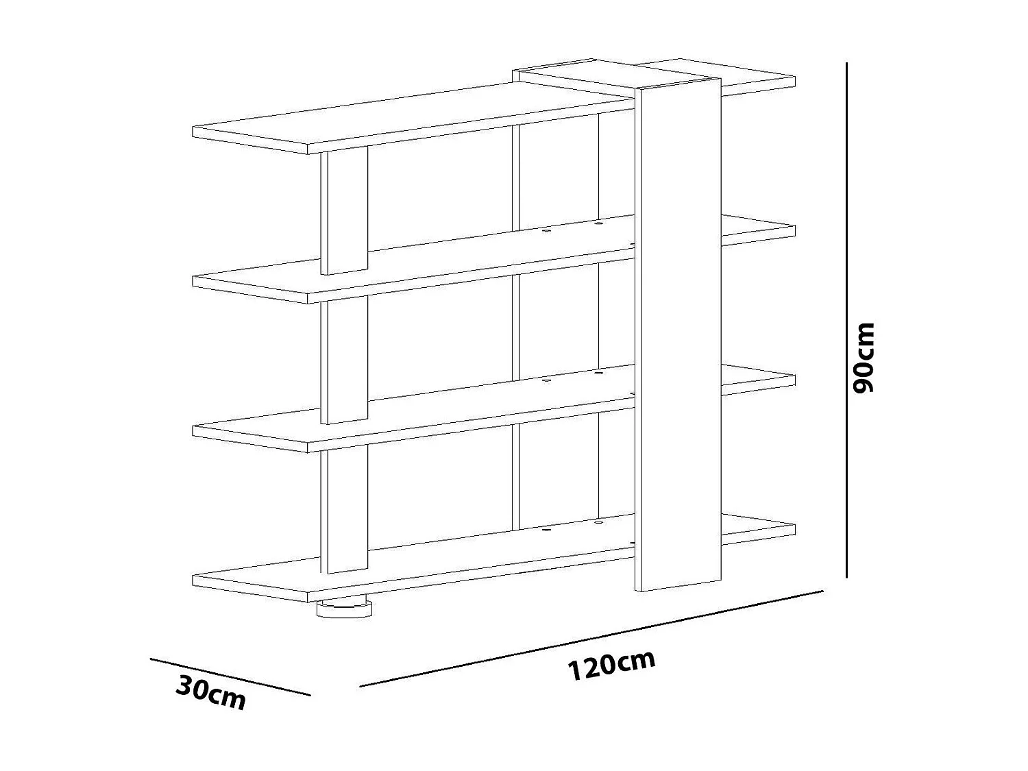 Étagère Scandinave Moderne – 120 x 90 x 30 cm – Blanc et Noyer – Panneau de particules mélaminé