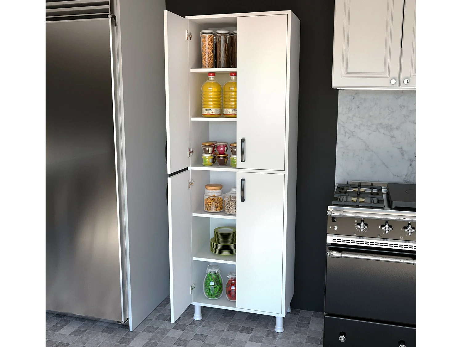 Armário Alto Multiusos Torvi - 62.6x191x35.8 cm - Branco e Moderno