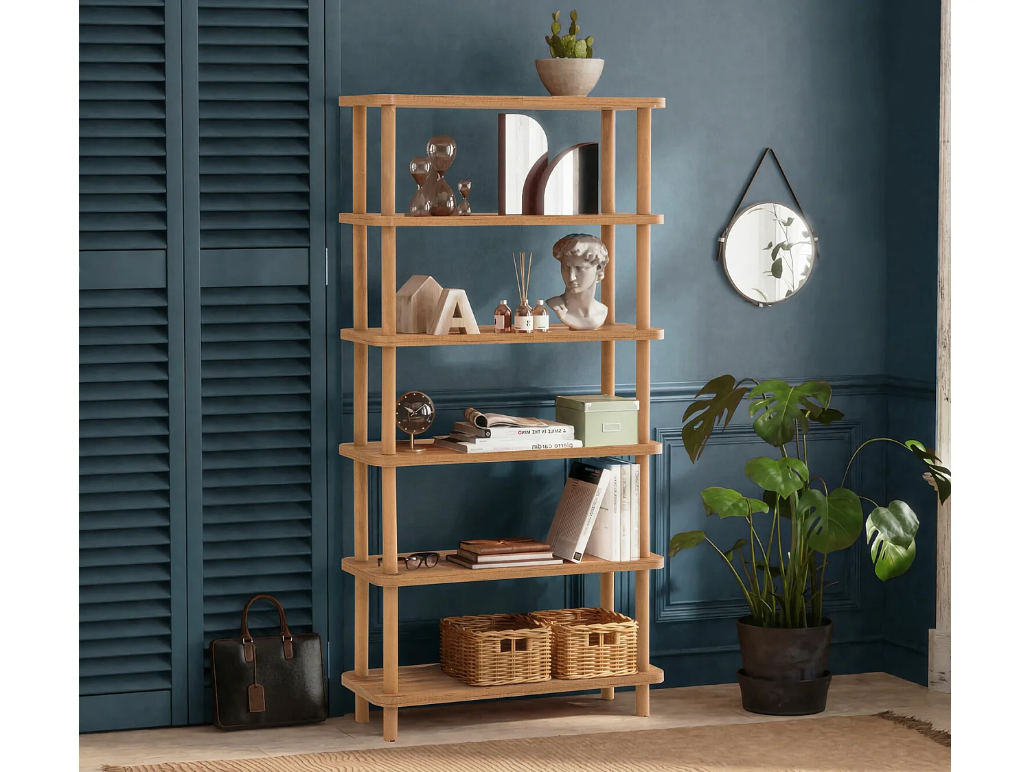 Regał na książki – 80 cm x 168,5 cm x 28 cm – Sosna atlantycka – Płyta wiórowa pokryta melaminą