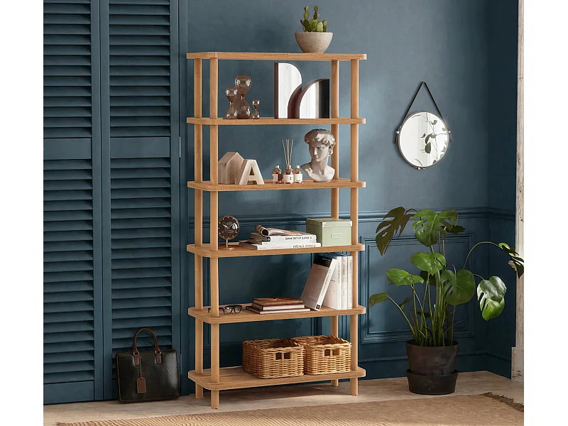 Regał na książki – 80 cm x 168,5 cm x 28 cm – Sosna atlantycka – Płyta wiórowa pokryta melaminą