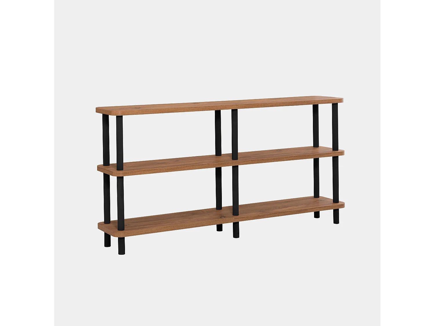 Bücherregal – 150 cm – Schwarz- und Atlantikkiefer – Melaminbeschichtete Spanplatten