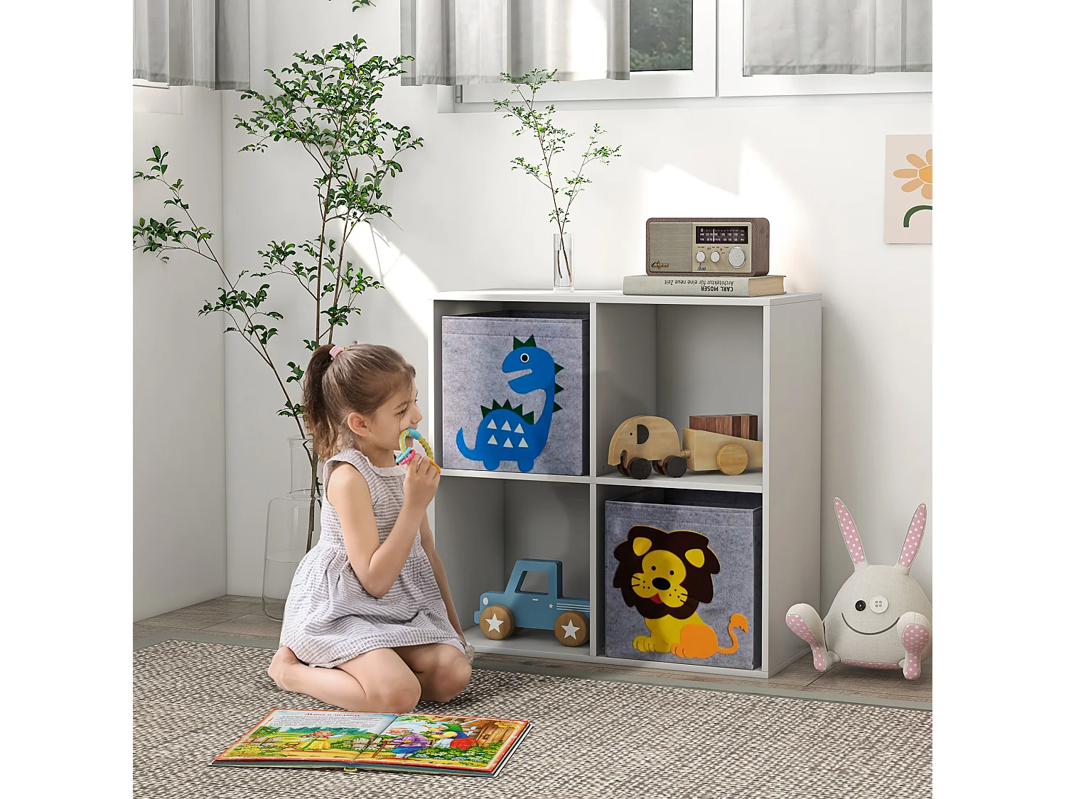 Estantería juguetes infantil blanco 61.8x29.9x61.8 cm ZONEKIZ