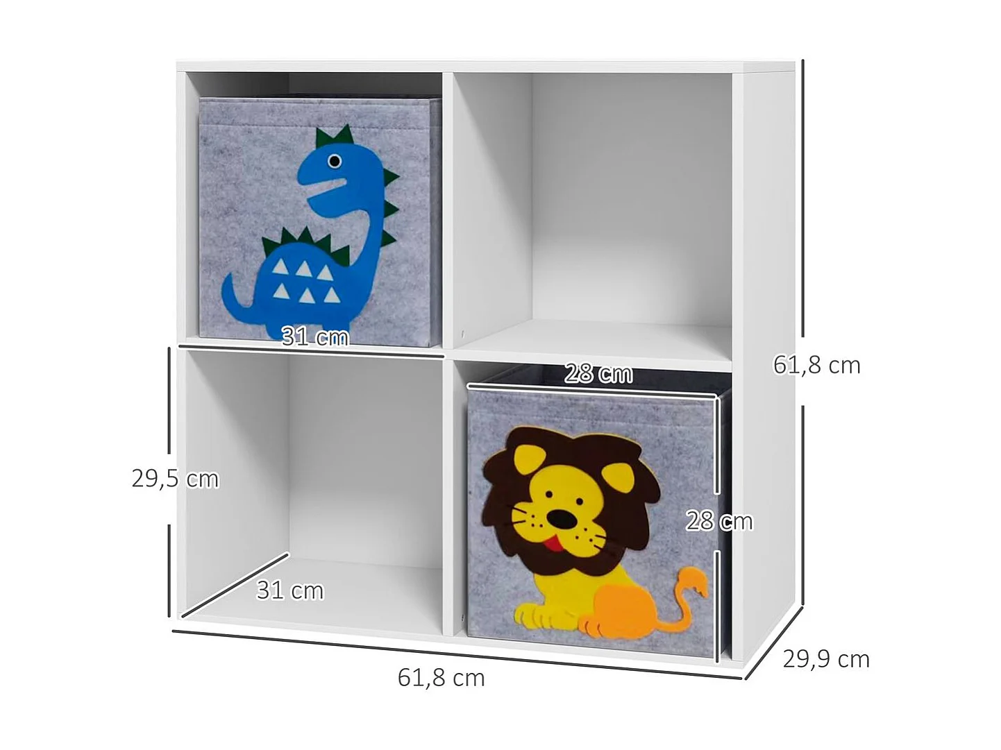 Estantería juguetes infantil blanco 61.8x29.9x61.8 cm ZONEKIZ