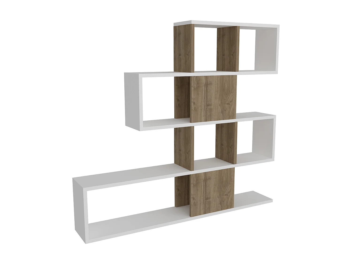 Estante Moderna Karlin em Branco e Nogueira para Decoração Elegante