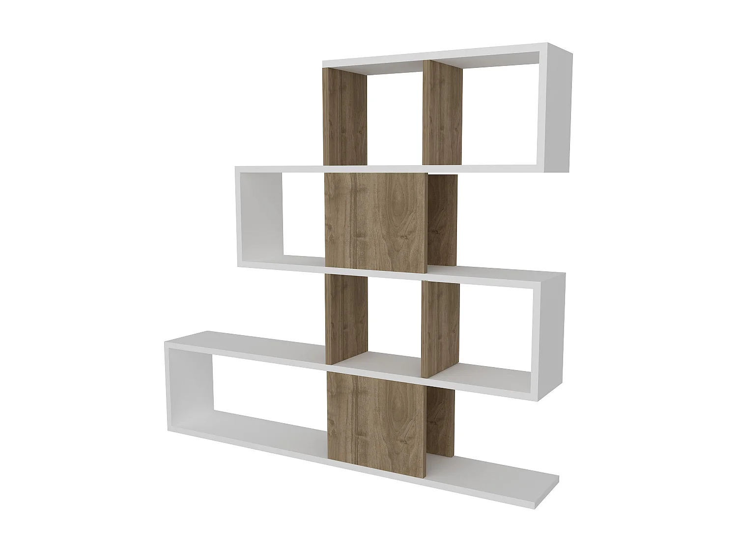 Estante Moderna Karlin em Branco e Nogueira para Decoração Elegante