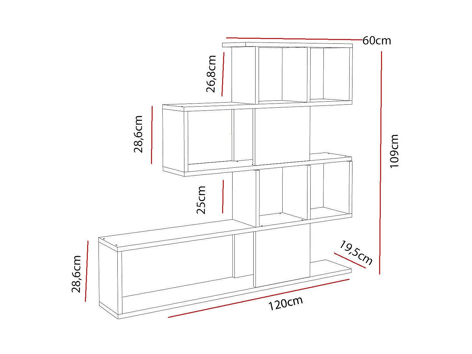 Regał na książki – 120 x 109 x 19,5 cm – Biały i orzechowy – Płyta wiórowa melaminowa