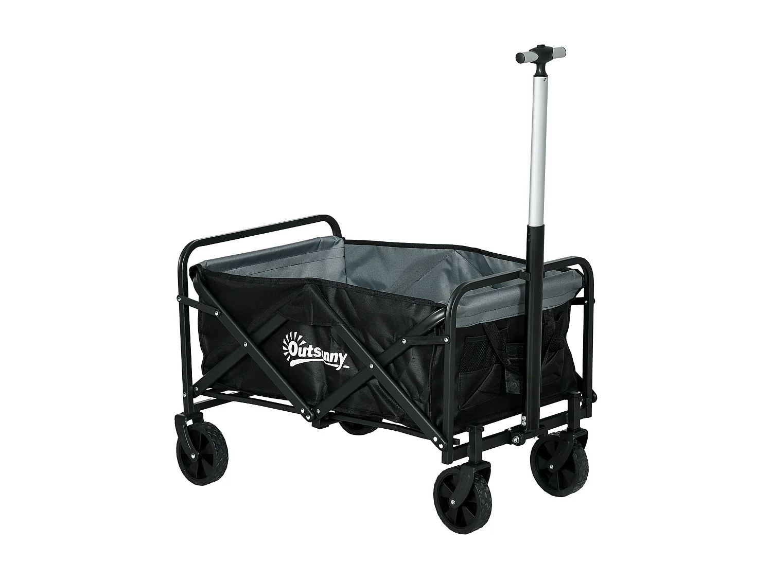 Carrinho de Transporte Dobrável Outsunny com 4 Rodas e Capacidade de 70 Litros