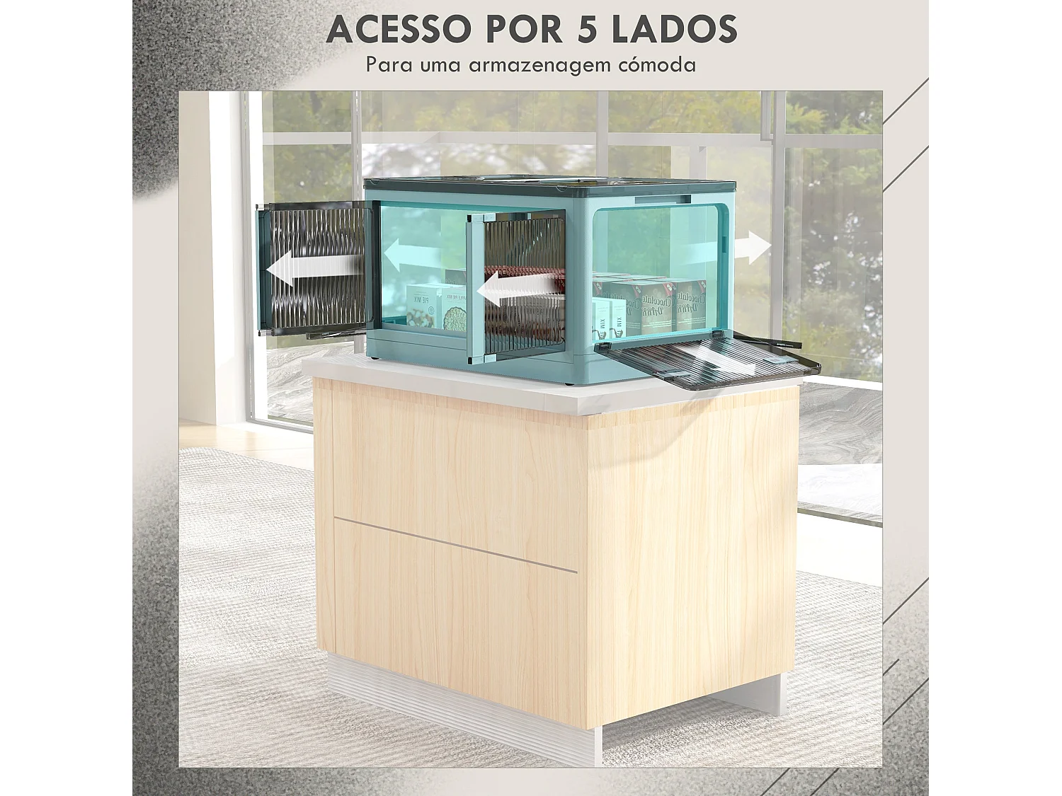 Caixa de Armazenamento Empilhável HOMCOM 69L com Tampa e Rodas - Azul