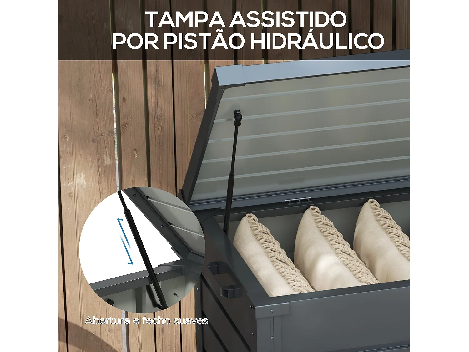 Baú de Armazenamento Externo em Aço Galvanizado – 311L – Cinza Escuro – 120x62x66 cm