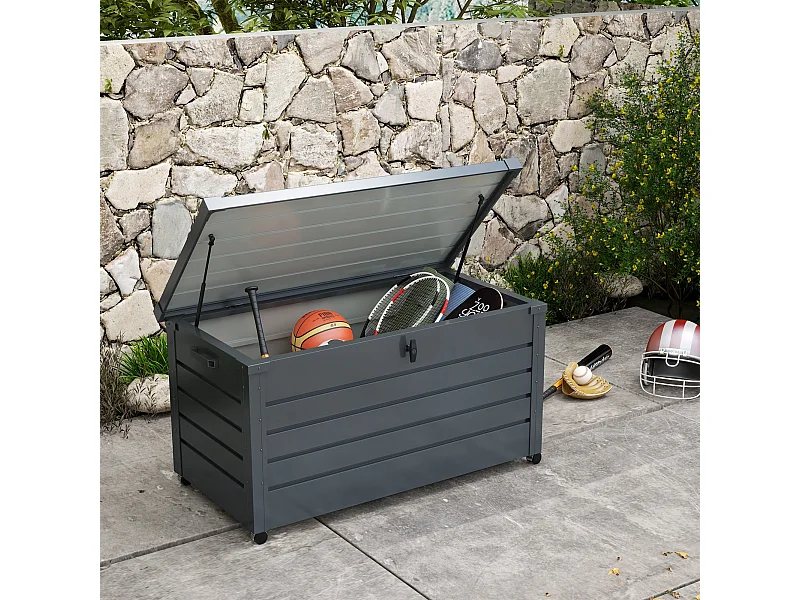 Baú de Armazenamento Externo em Aço Galvanizado – 311L – Cinza Escuro – 120x62x66 cm