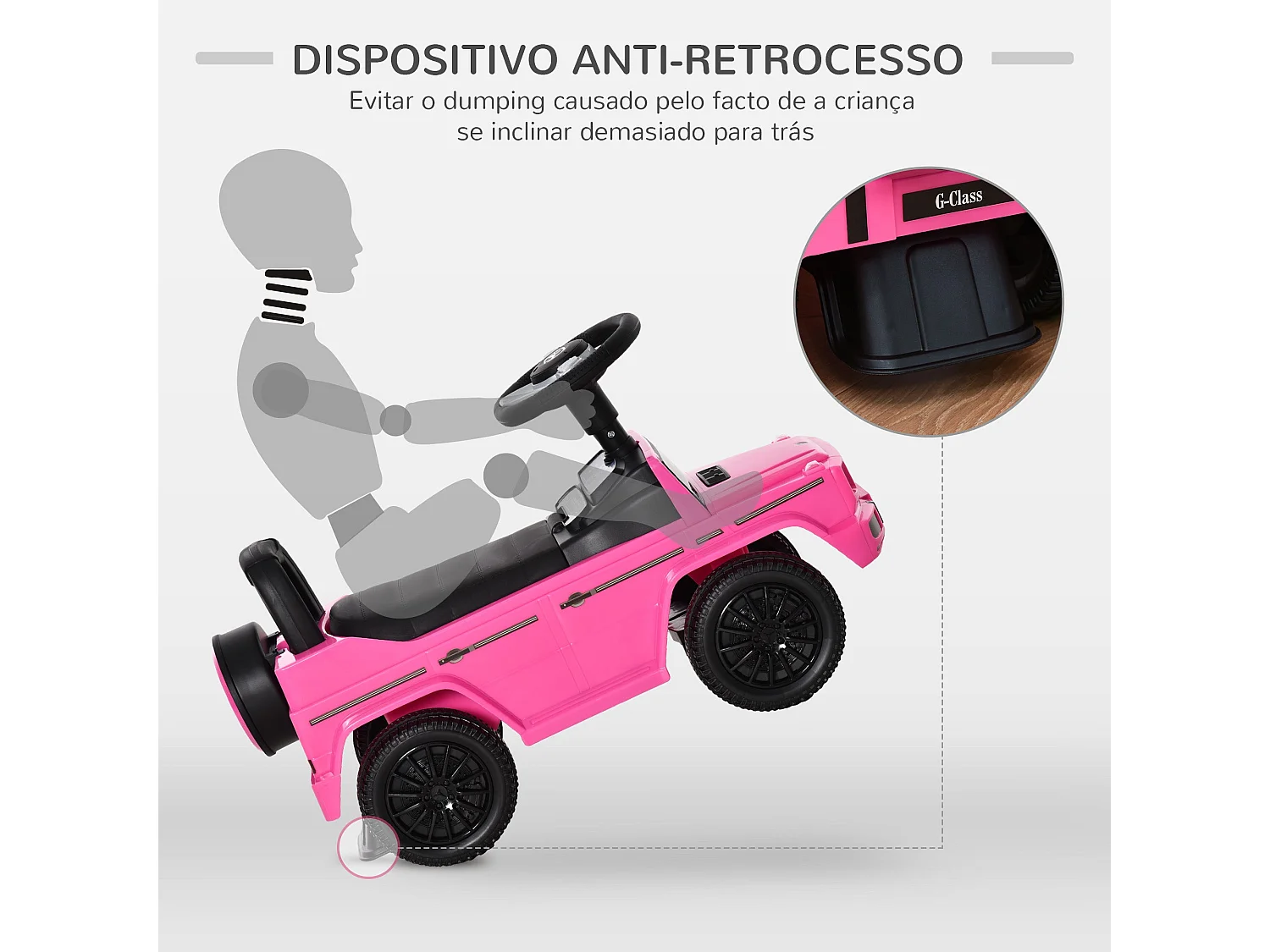 Andador Multifuncional para Bebês Licenciado Mercedes G350 - Rosa com Compartimento de Armazenamento