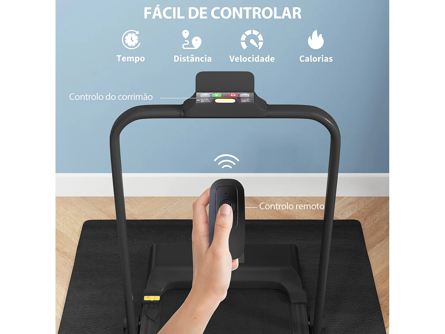 Passadeira Elétrica Dobrável FitRun 2 em 1 – 2,5 HP – Velocidade até 10 km/h – Ecrã LED – Cor Preto