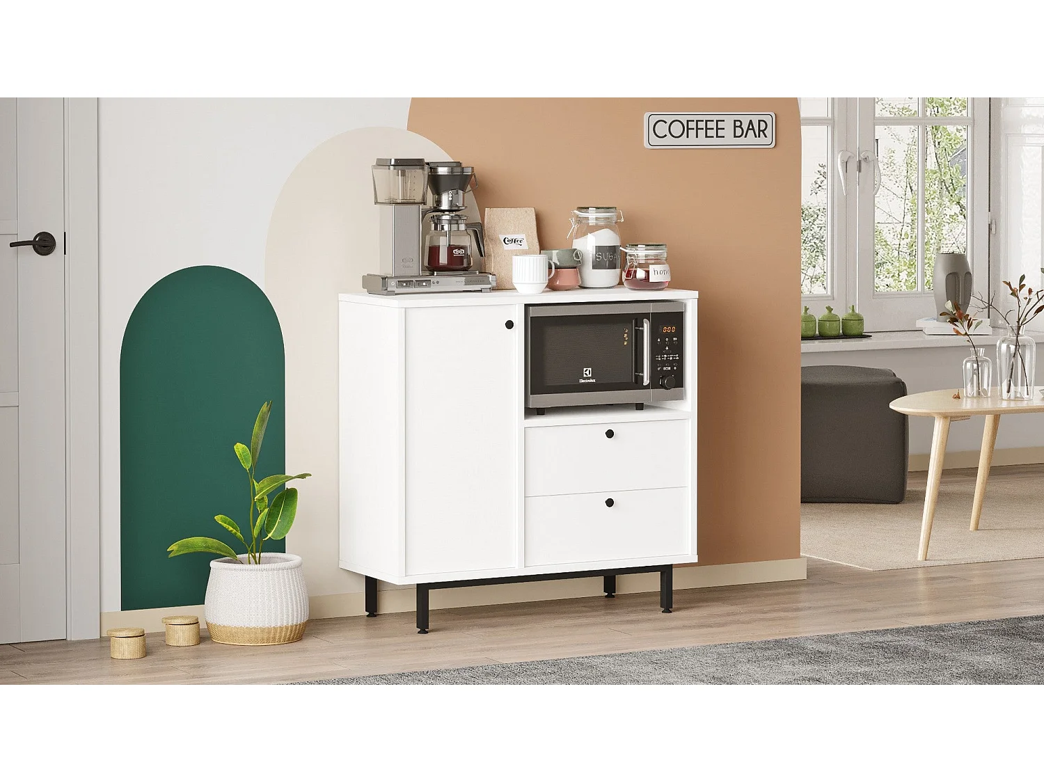 Aparador de Cozinha Moderno Toledo em Branco - 88x85x35.5cm para Organização Elegante