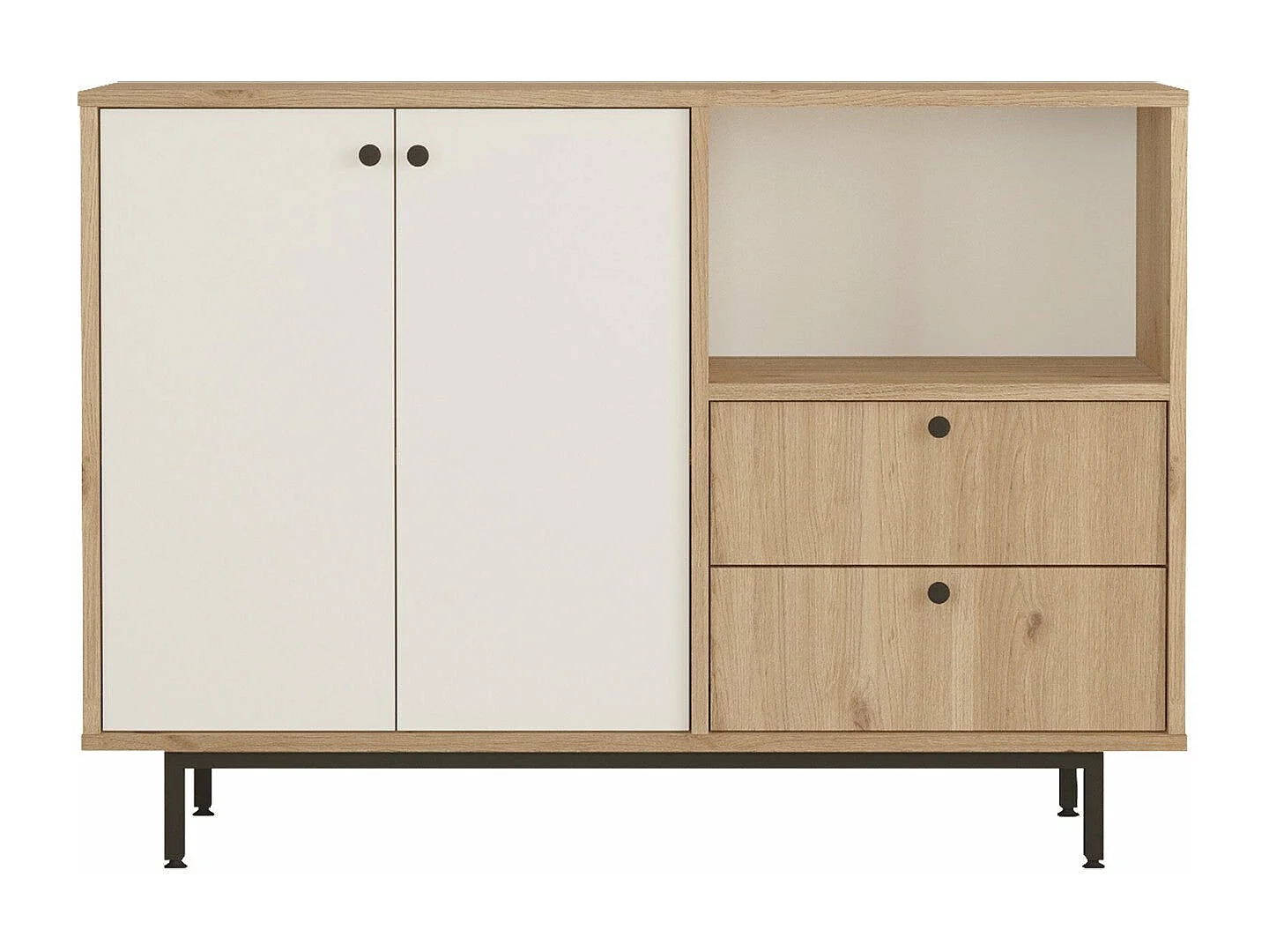 Armário Multiusos Toledo em Carvalho e Branco - Design Moderno e Funcional 120x85x35.5cm