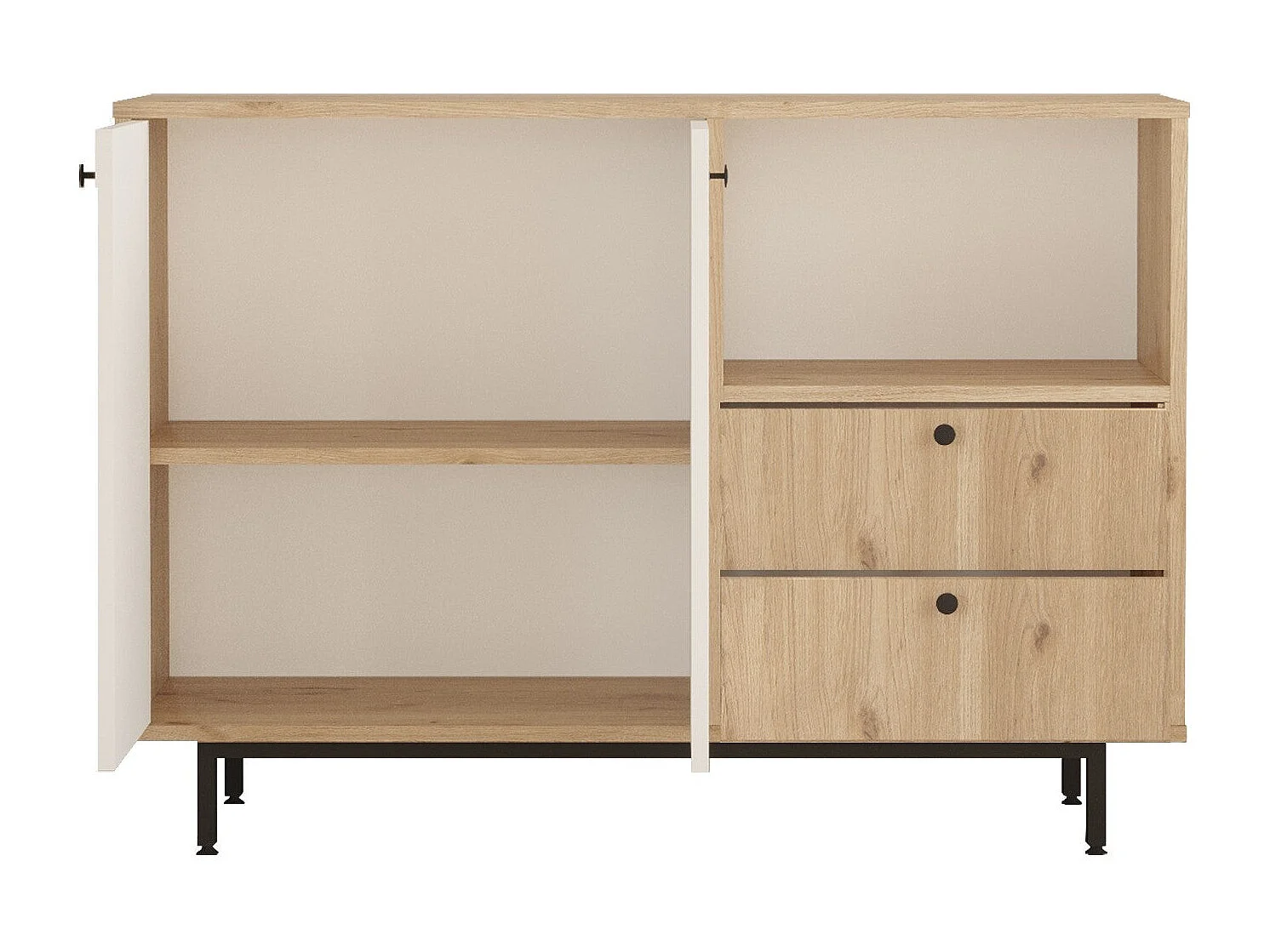 Armário Multiusos Toledo em Carvalho e Branco - Design Moderno e Funcional 120x85x35.5cm