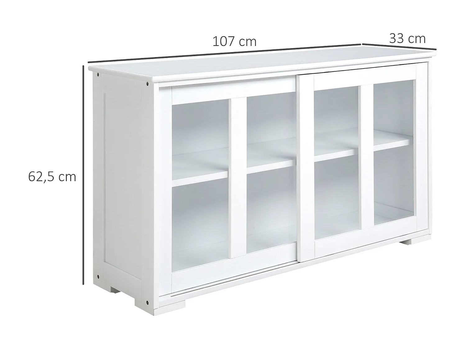 Aparador Cuarzo Homcom 2 puertas corredizas blanco 62,5x107x33 cm