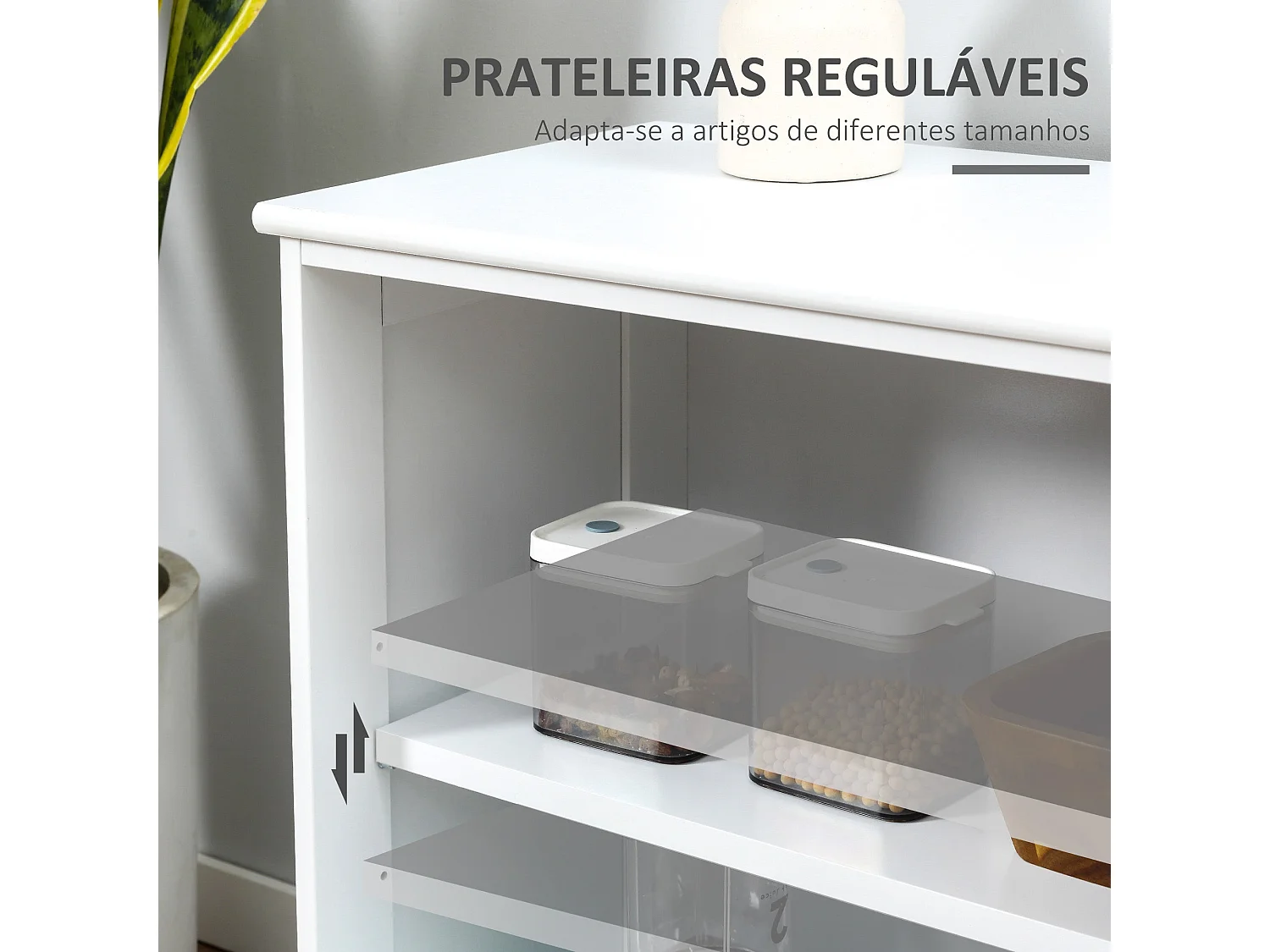 Aparador Cuarzo Homcom 2 puertas corredizas blanco 62,5x107x33 cm