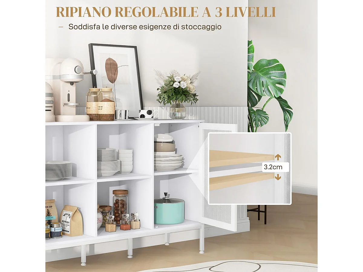 Aparador Desai Homcom 4 compartimentos + 1 puerta blanco 81,5x120x37 cm