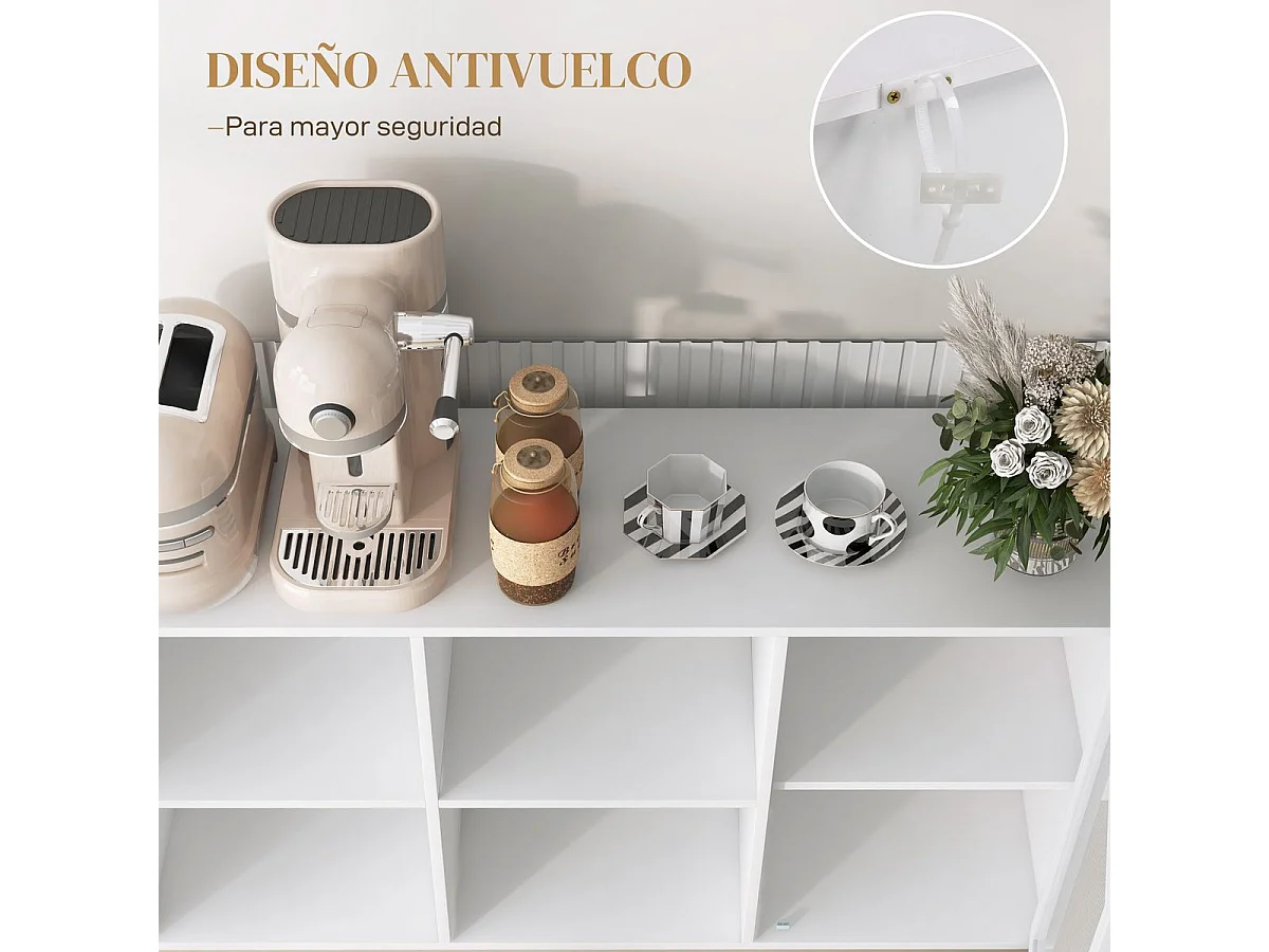 Aparador Desai Homcom 4 compartimentos + 1 puerta blanco 81,5x120x37 cm