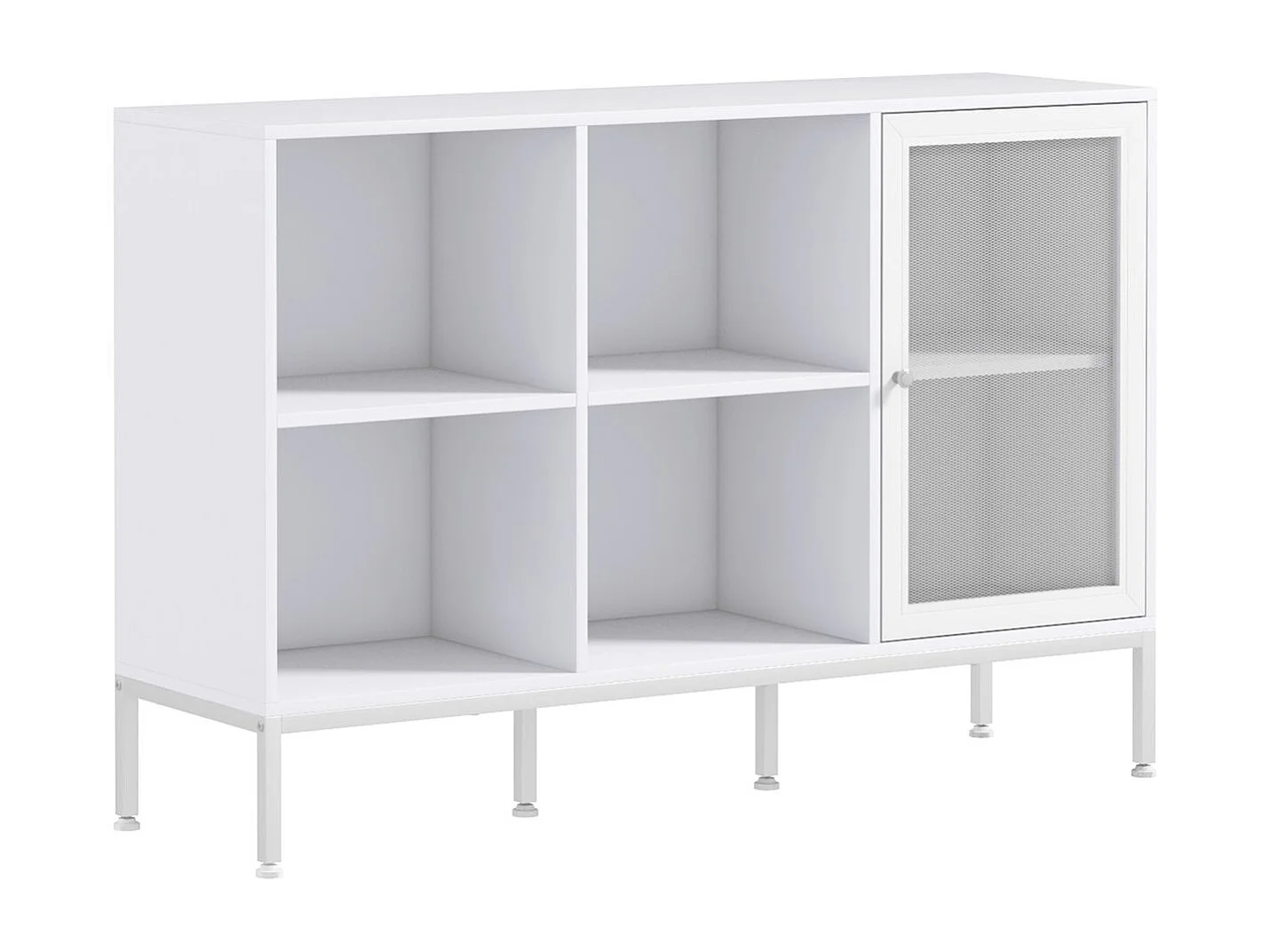 Aparador Desai Homcom 4 compartimentos + 1 puerta blanco 81,5x120x37 cm