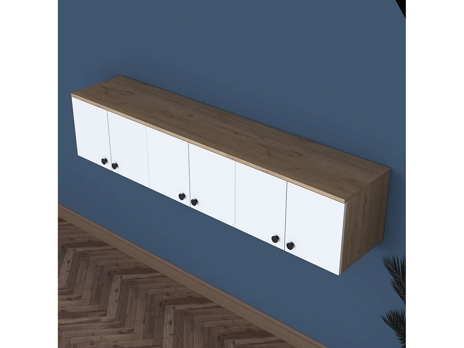 Armário Multifuncional EA103 - Design Escandinavo em Nogueira e Branco