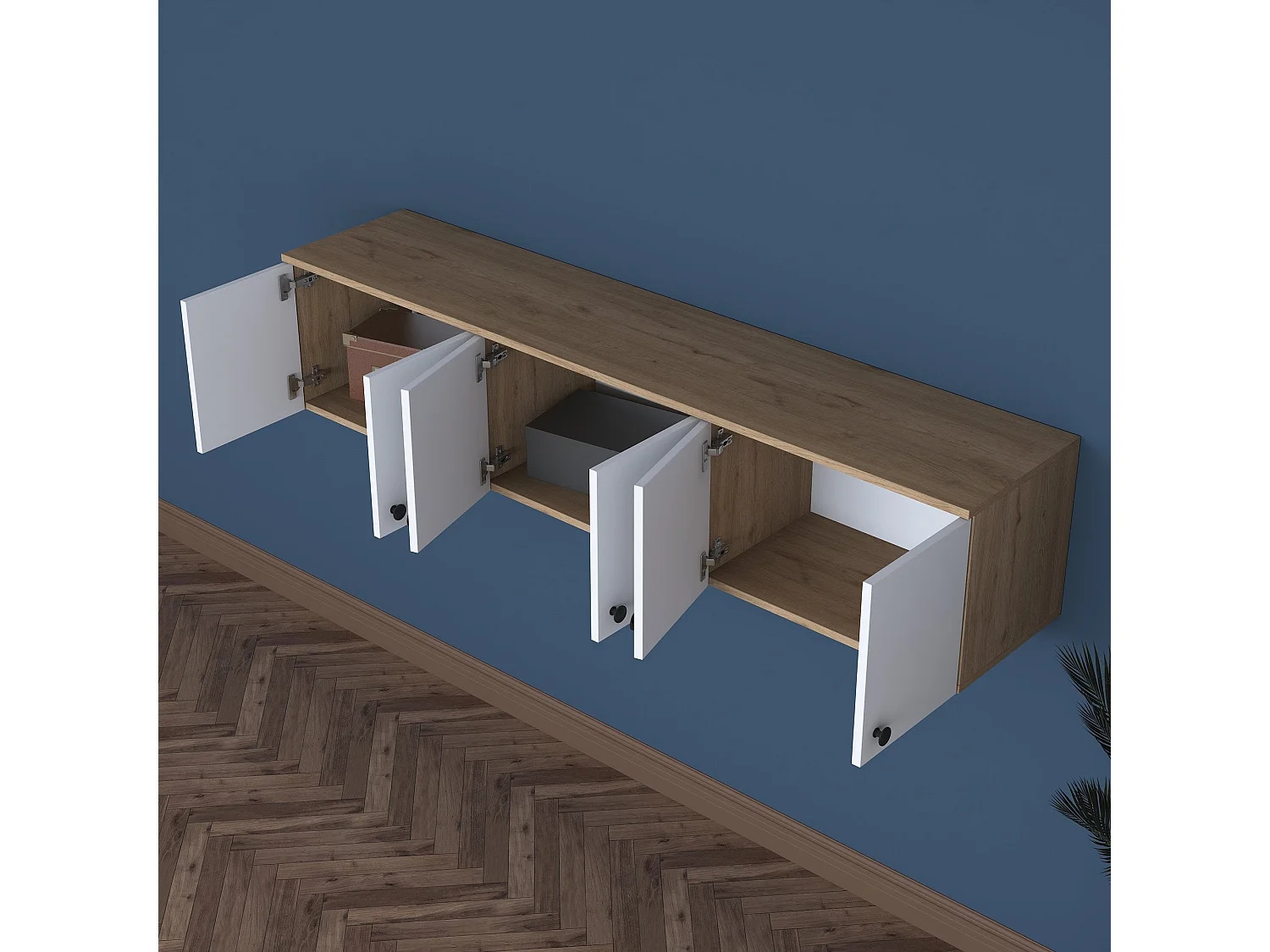 Armário Multifuncional EA103 - Design Escandinavo em Nogueira e Branco