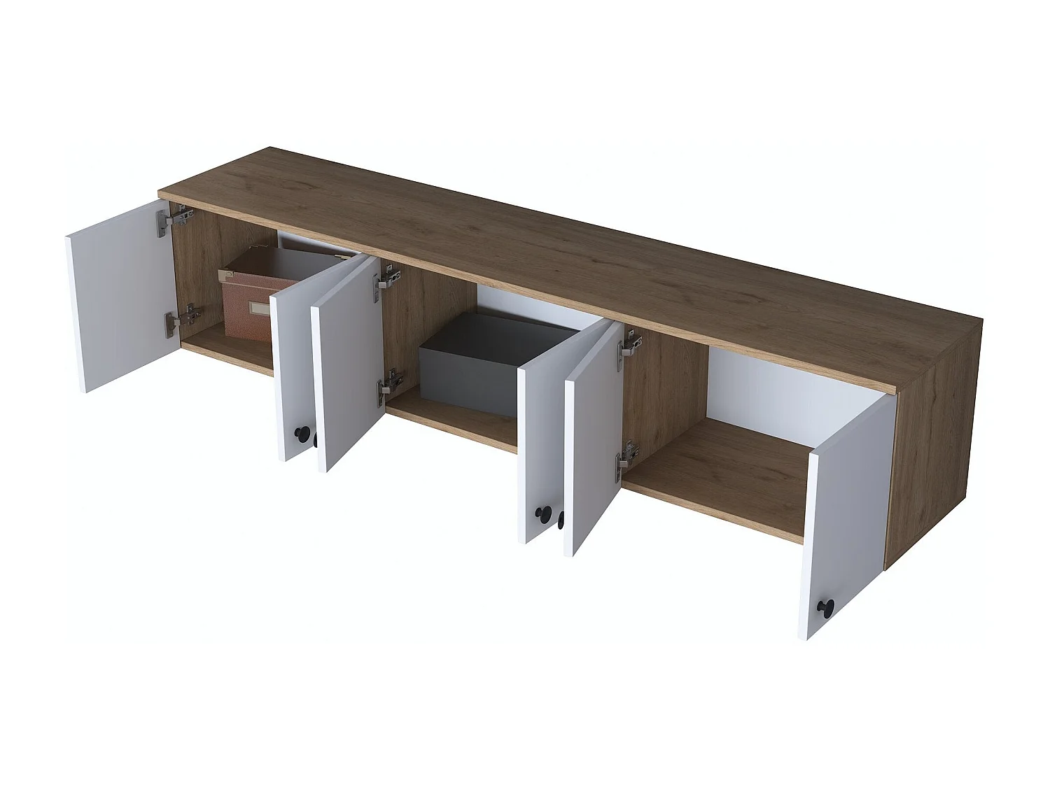 Armário Multifuncional EA103 - Design Escandinavo em Nogueira e Branco