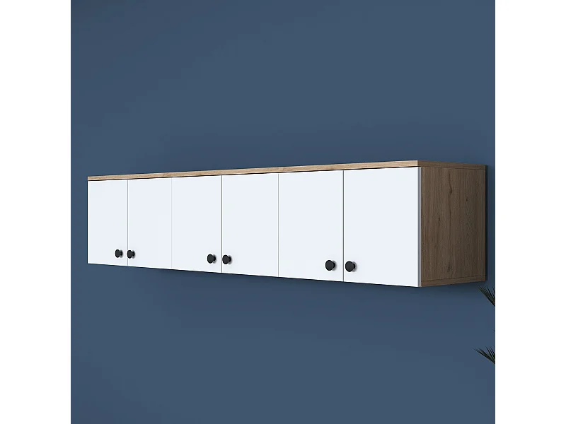 Armário Multifuncional EA103 - Design Escandinavo em Nogueira e Branco