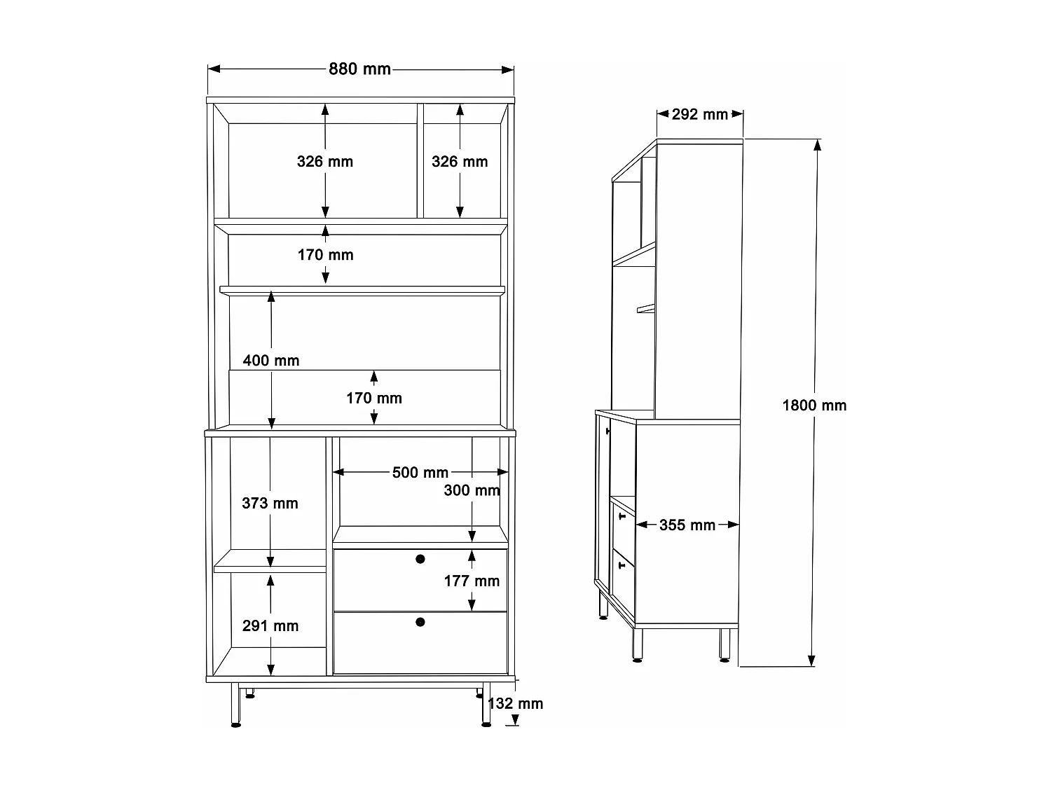 Armário Alto de Cozinha Moderno 'Toledo' E-1 Branco 88x180x35.5cm