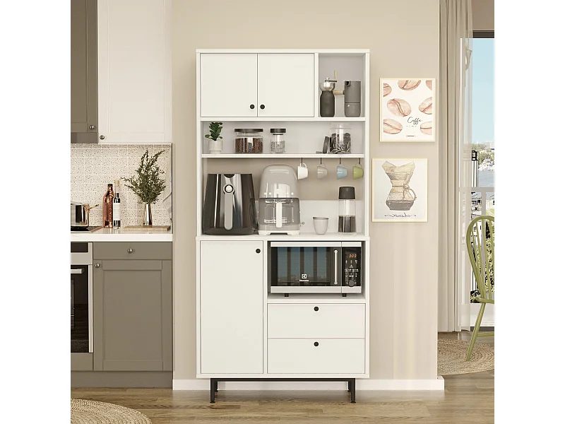 Armário Alto de Cozinha Moderno 'Toledo' E-1 Branco 88x180x35.5cm